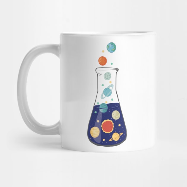 Space planets in erlenmeyer by Catdog